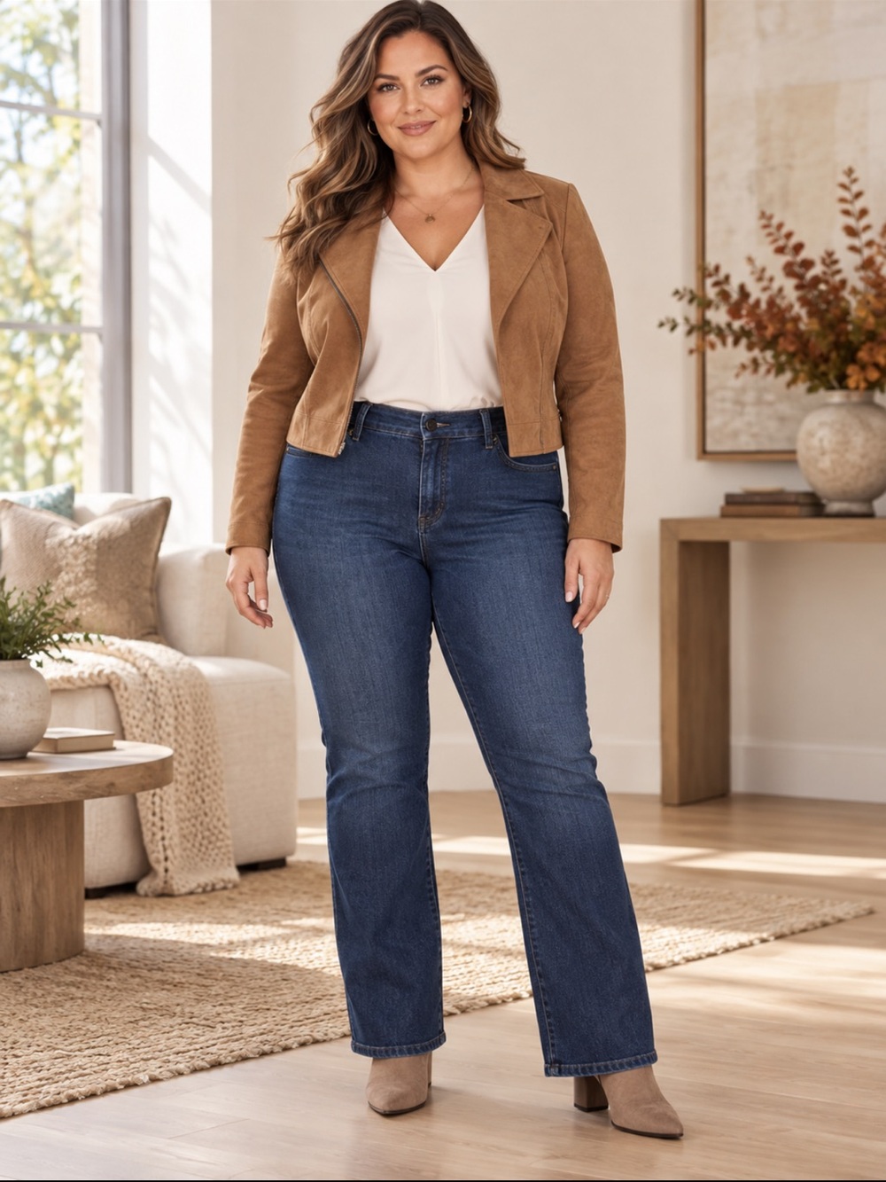 Melissa McCarthy Seven7 Slim Bootcut Jeans Dark Wash Rhinestone Plus 16W